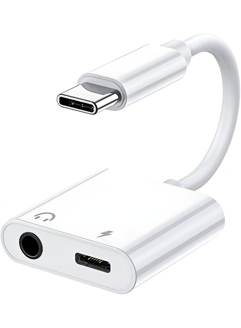 ماك جاباجز USB C إلى 3.5mm محول سماعة رأس ، 2in1 AUX سماعة الصوت PD شحن لـ iPhone 16 Pro / Max / Plus / 15 ، iPad Pro Air 5 4 Samsung Flip Fold S24 S23 Ultra / Plus / FE ، Google Pixel 9 / Pro / 8 ، إلخ - Image 1